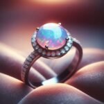 a realistic picture of a ring studded with Opal