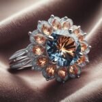 a realistic picture of a ring studded with Topaz