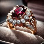 a realistic picture of a ring studded with a Garnet
