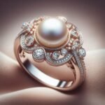 a realistic picture of a ring studded with a single Pearl