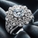 a realistic picture of a ring studded with diamond